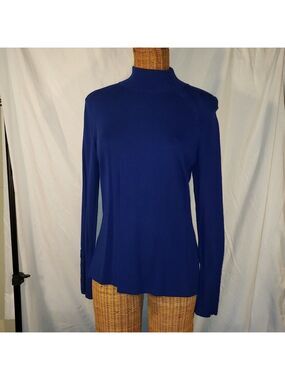 Ladies Vintage JANA Mock Turtleneck Sweater in Blue - L